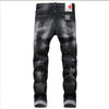 Black And Gray Paint Hole Zipper Decorations Personality Jeans Men