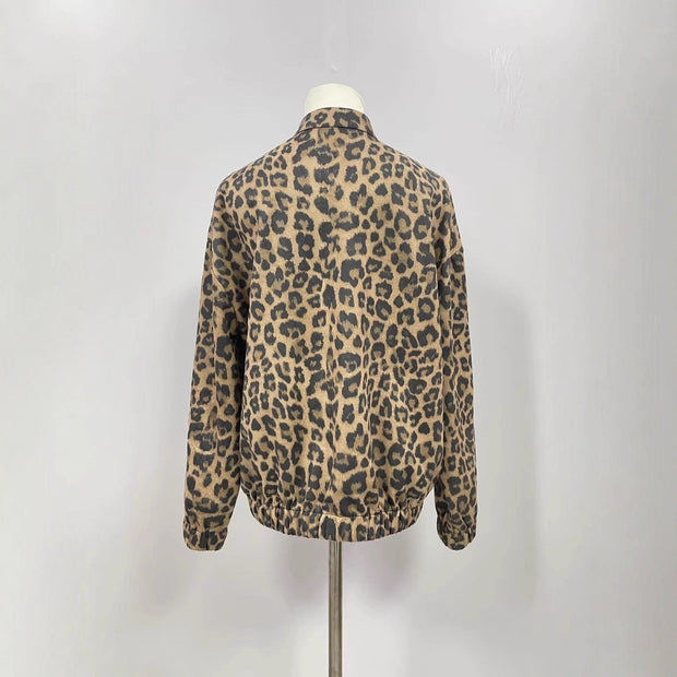 American Shirt Coat Women's Clothing Idle Style Spring Leopard Retro Temperament Top