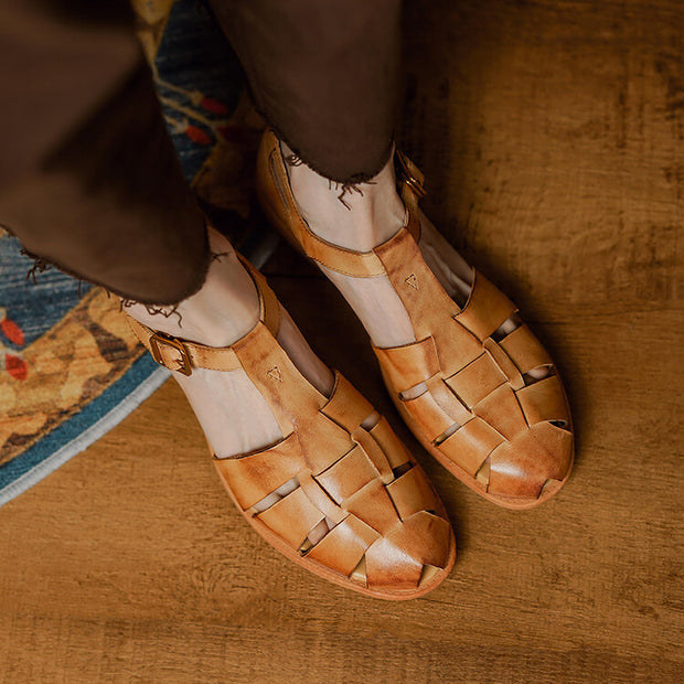 Summer Low Heel Pig Cage Shoes Chunky Heel Retro Roman Sandals For Women