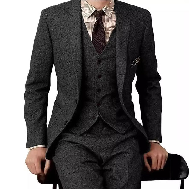 Men's Suit Three-piece Suit Fashion Woolen Suit