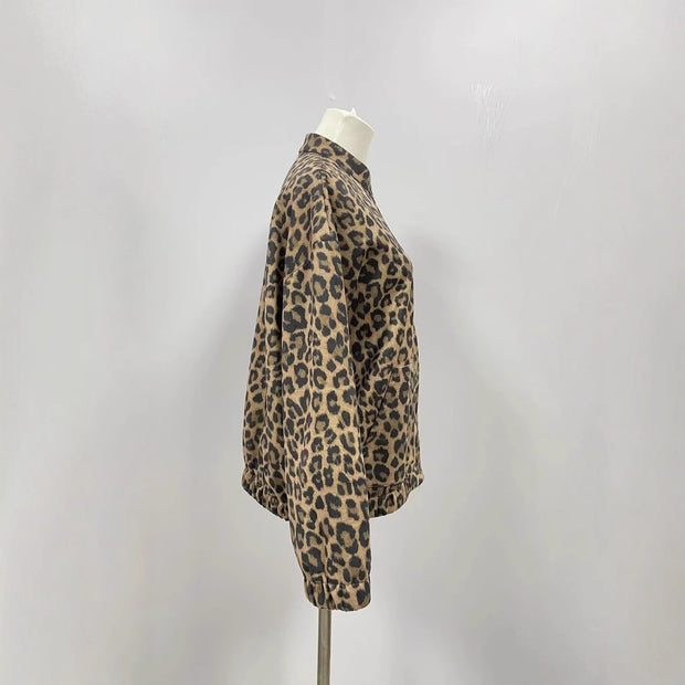 American Shirt Coat Women's Clothing Idle Style Spring Leopard Retro Temperament Top
