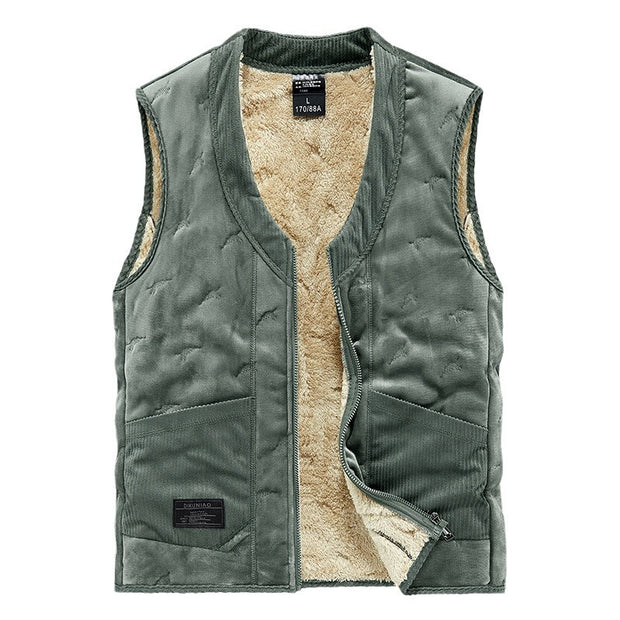 Men's Pure Color All-matching Warm Leisure Lamb Wool Vest