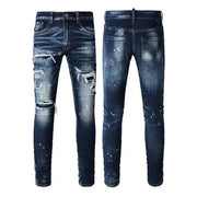 High Street Ripped Print Jeans For Men
