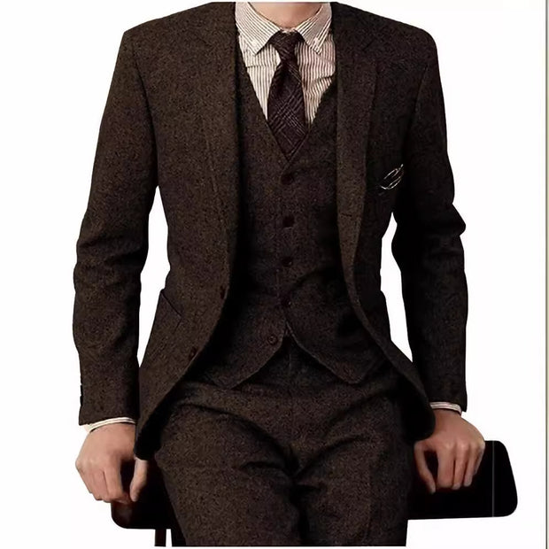Men's Suit Three-piece Suit Fashion Woolen Suit