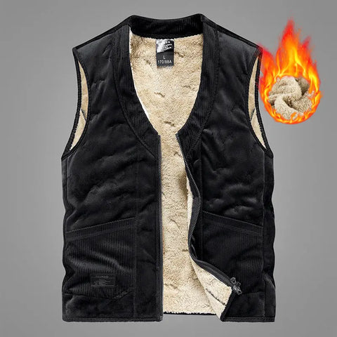 Men's Pure Color All-matching Warm Leisure Lamb Wool Vest Douson Odeh