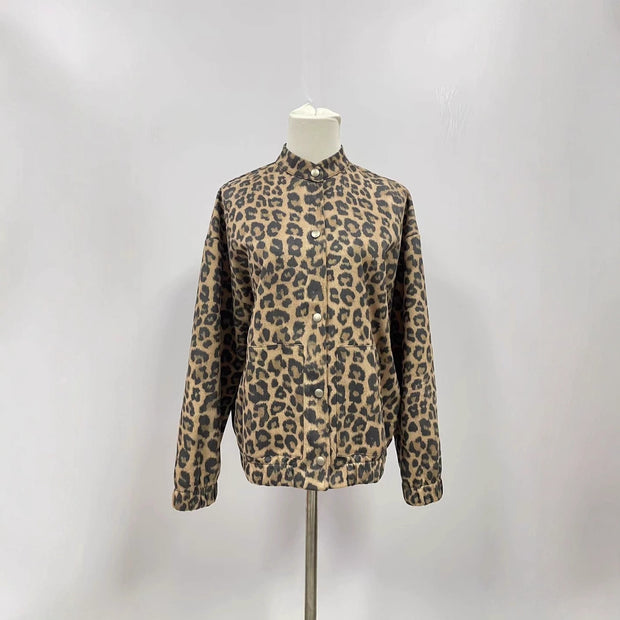 American Shirt Coat Women's Clothing Idle Style Spring Leopard Retro Temperament Top