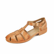 Summer Low Heel Pig Cage Shoes Chunky Heel Retro Roman Sandals For Women