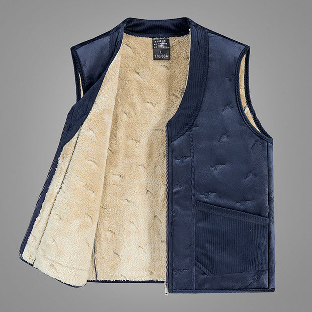 Men's Pure Color All-matching Warm Leisure Lamb Wool Vest