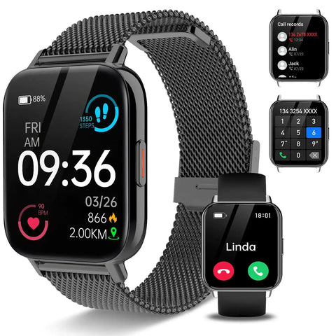 Smart Watch(Answer/Make Call) 1.85" Smart watch for Men Women IP68 Waterproof Smart Watches for Android iPhone Fitness Activity Tracker Heart Rate Sleep Monitor 100+ Sport Modes PedometerBlack. Douson Odeh