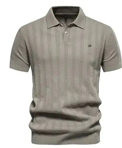 Ribbed Knit Polo Shirt for Men Douson Odeh