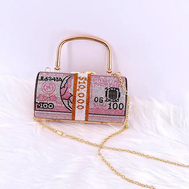 Luxury Crystal Dollar Design Evening Clutch Bags