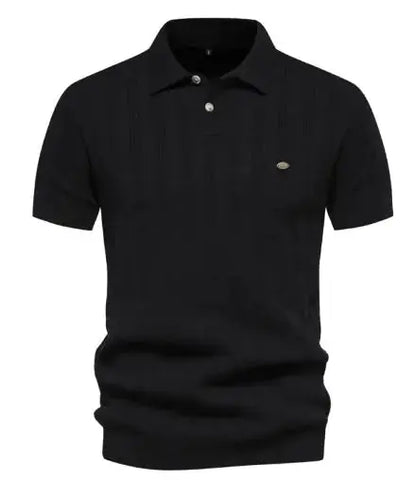 Ribbed Knit Polo Shirt for Men Douson Odeh