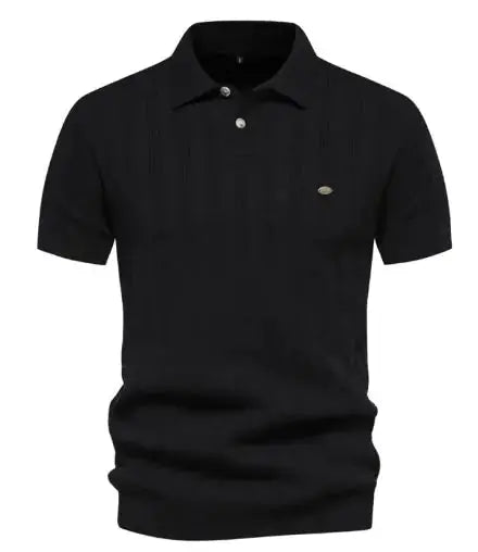 Ribbed Knit Polo Shirt for Men Douson Odeh