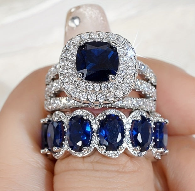 Egg-shaped Full Circle Micro Inlaid Zircon Ring Set