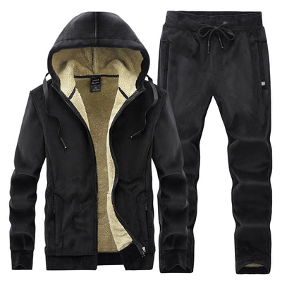 Middle-aged And Elderly Men's Fleece Thick Sports Suit