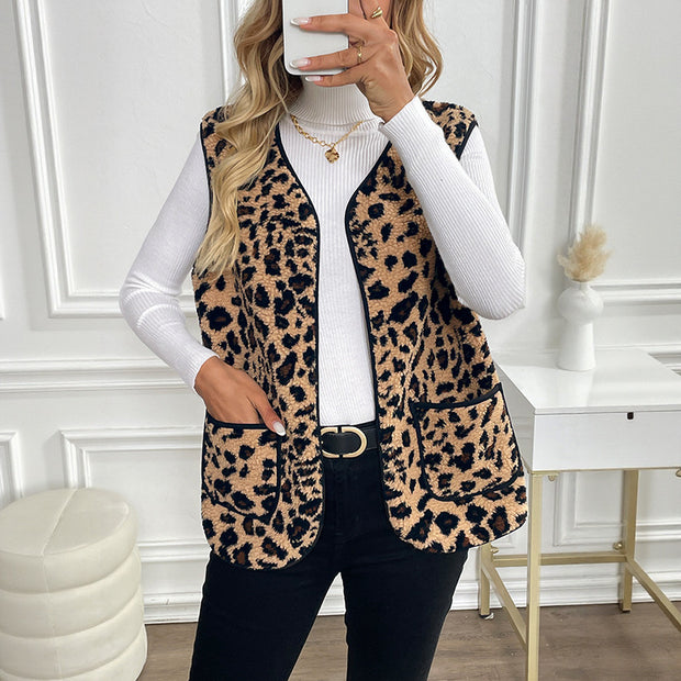 Leopard Print Cardigan Outerwear Top