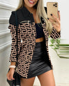 Long Sleeve Zipper Color Matching Printing Lapel Small Coat