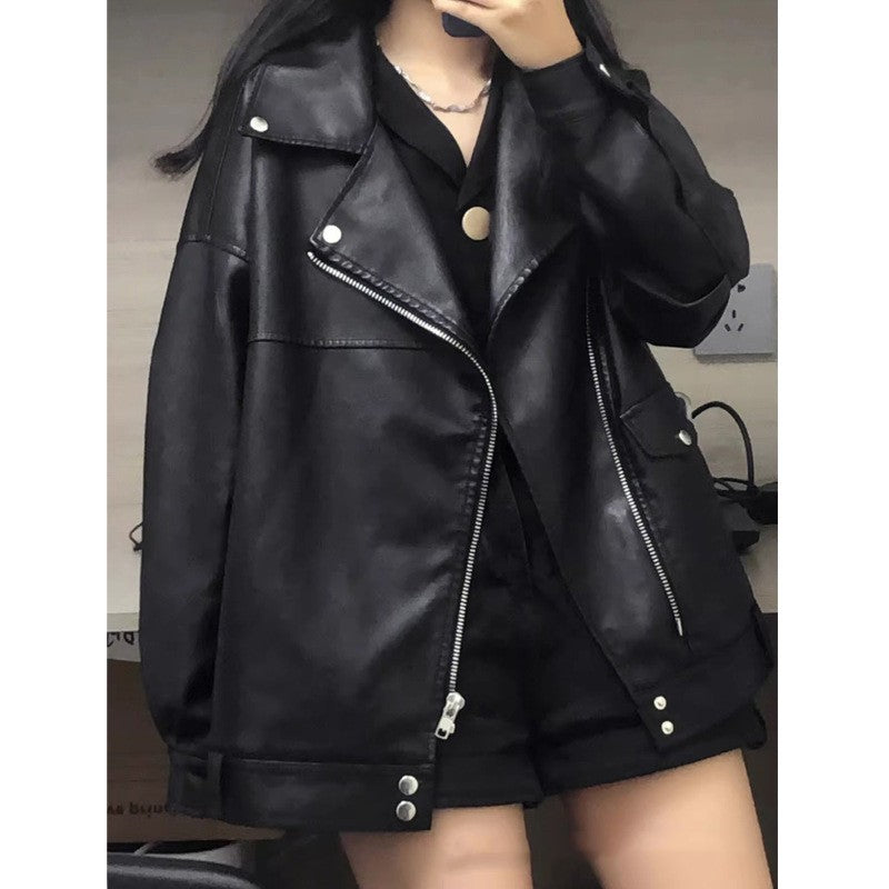 Coat Women's Autumn And Winter Motorcycle Short Black