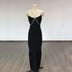 Crystal Drill Chain Straps Tulle Stitched Backless Evening Gown
