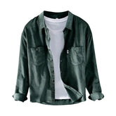 Men Pocket Casual Corduroy Long-sleeved Shirt Douson Odeh