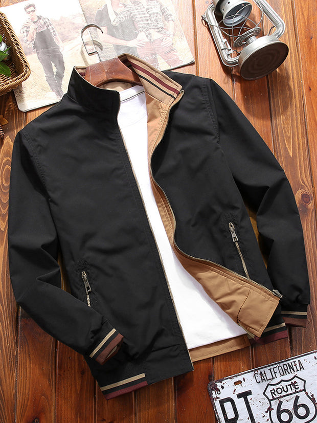 Men's Sports Jacket Double-sided Wear Stand Collar Casual