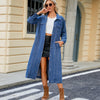 Women's Washed Cardigan  Long Denim Jacket Windbreaker