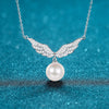 Flawless Pearl Angel Wings Mosonite Necklace
