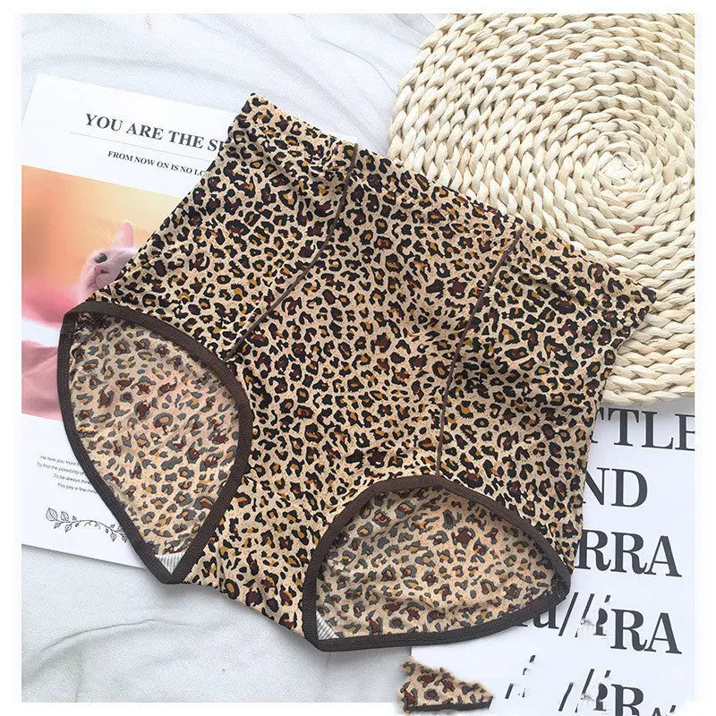 Belly Contracting Hip Lifting Sexy Seamless Leopard Print High Waist Soft Breathable Underwear For Women Douson Odeh