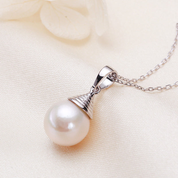 Single Silver Necklace Pearl Pendant