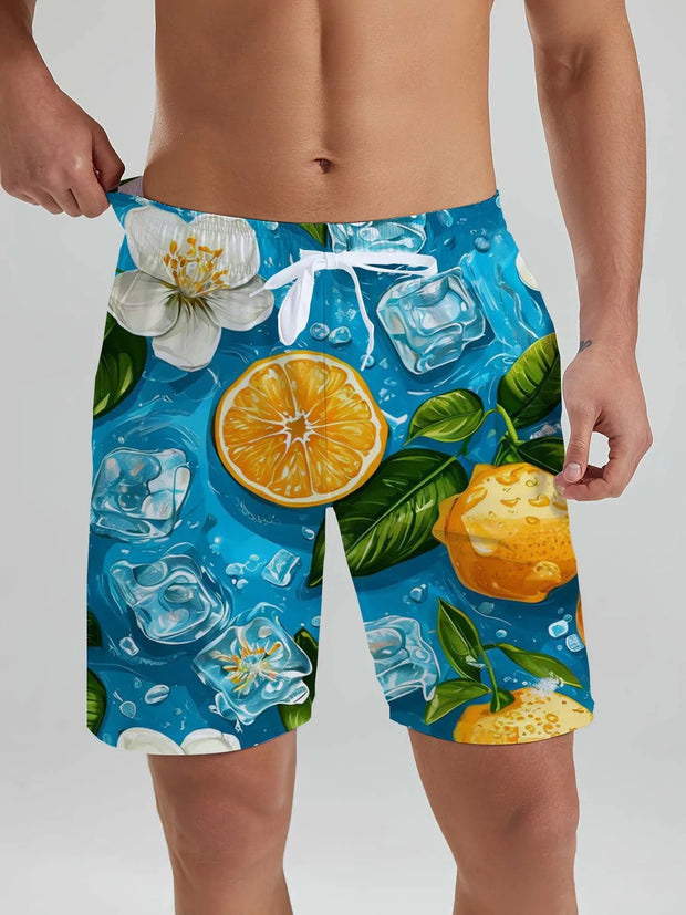 Hawaii Men's Beach Shorts Tropical Plant 3D Printing