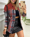Long Sleeve Zipper Color Matching Printing Lapel Small Coat