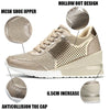 Women Lace-up Sneakers Height Increasing 6.5cm Flats Walking Shoes