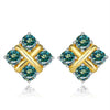 Korean Style S925 Pt950 Gold Plated Geometric Moissanite Stud Earrings