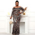 Plus Size Women's Sequin Evening Dress — Long Sleeve Elegant Gown