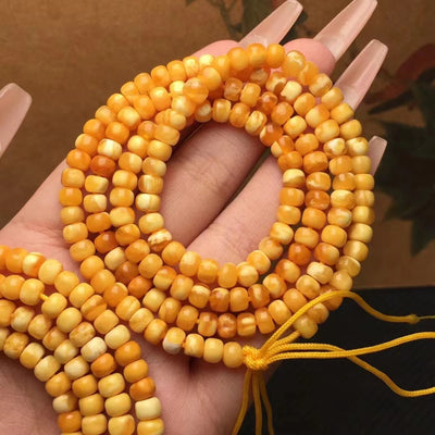 Natural Beeswax Buddha Beaded Necklace Multi-wrap Bracelet