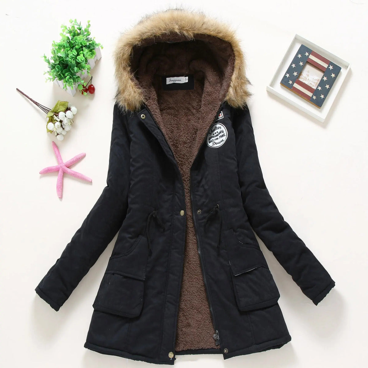 Hooded Winter Jacket Women Fashion Warm Coats Ladies Tops Douson Odeh