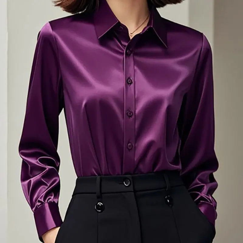 Professional Retro Unique Chic Purple Blouse Women Tops Douson Odeh