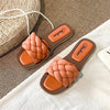 Flat Square Toe Fake Woven Korean Sandals