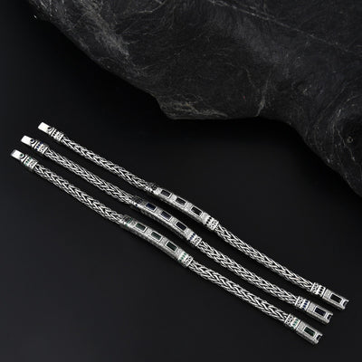 Sterling Silver Hand-woven Inlaid Zircon Hemp Rope Bracelet