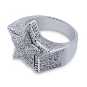 Five-pointed Star Three-dimensional Ring Slightly Inlaid With Zircon