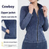 Slim Zippered Yoga Denim Jacket With Pockets High Collar Sports Fitness Outerwear Tops Coat For Women Clothing Douson Odeh