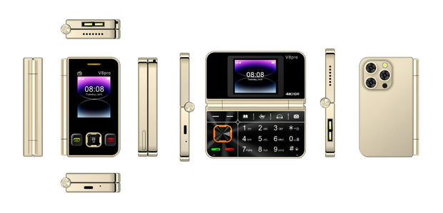 V8pro Dual Screen Folding Flip Function Mobile Phone