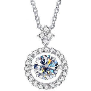 Live Hot S925 Sterling Silver Pulsatile Heart Moissanite Pendant Female Light-chasing Smart Clavicle Chain Moissanite Necklace