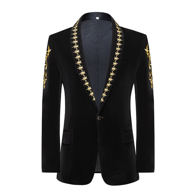 Art Examination Dress Velvet Black Suit Coat