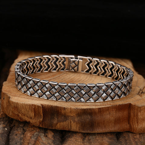 925 Sterling Silver Cross Woven Line Bracelet