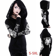 Gothic Punk Print Hoodies Sweatshirts Women Long Sleeve