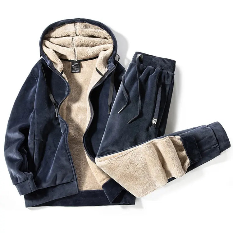 Winter Silver Fox Velvet Plus Size Sweatshirt And Sweatpants Two-piece Set Douson Odeh