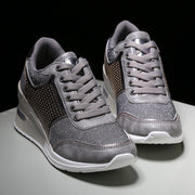 Women Lace-up Sneakers Height Increasing 6.5cm Flats Walking Shoes