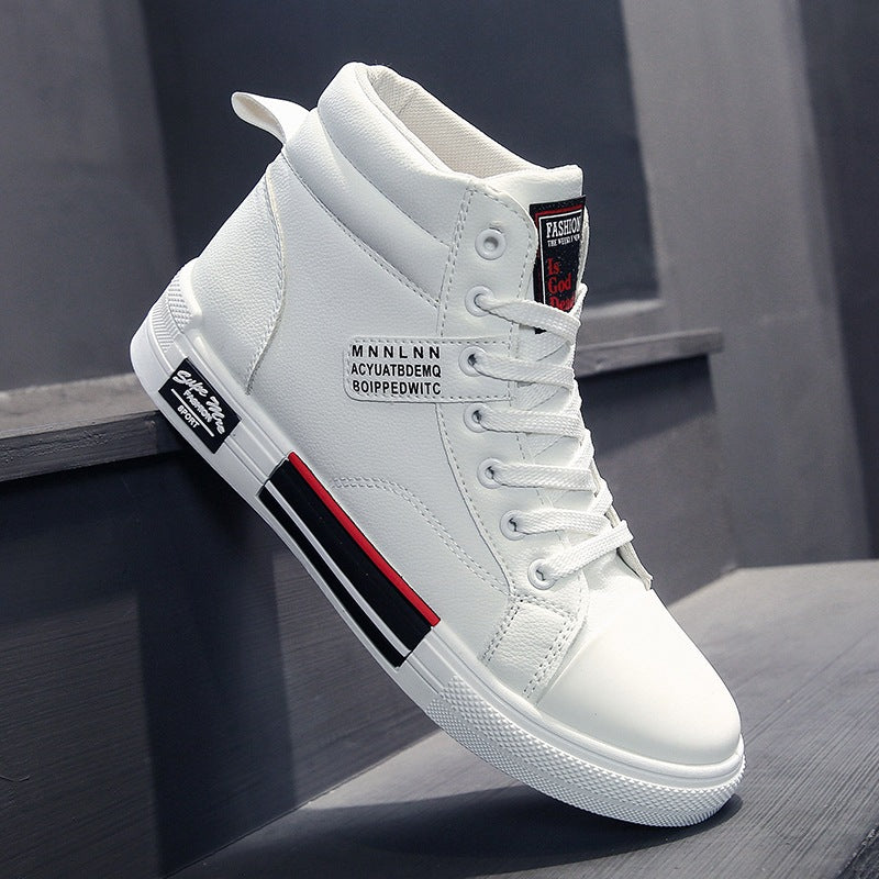White Men Casual Tennis Comfortable Lace-up Leather Shoes