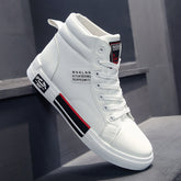 White Men Casual Tennis Comfortable Lace-up Leather Shoes